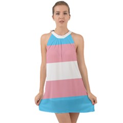 Transgender Pride Flag Halter Tie Back Chiffon Dress by lgbtnation