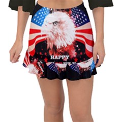 Happy 4th Of July Fishtail Mini Chiffon Skirt by FantasyWorld7