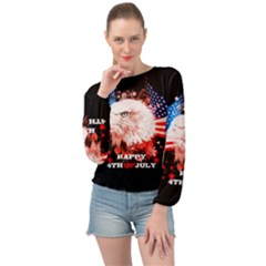 Happy 4th Of July Banded Bottom Chiffon Top