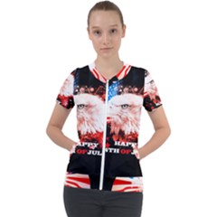 Happy 4th Of July Short Sleeve Zip Up Jacket