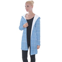 Light blue knitting pattern Longline Hooded Cardigan