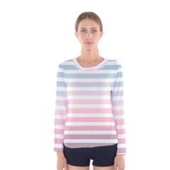 Horizontal Pinstripes In Soft Colors Women s Long Sleeve Tee