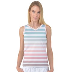 Horizontal Pinstripes In Soft Colors Women s Basketball Tank Top by shawlin