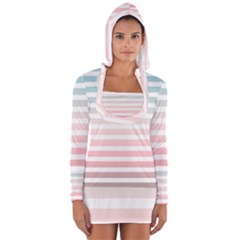 Horizontal Pinstripes In Soft Colors Long Sleeve Hooded T-shirt by shawlin