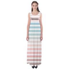 Horizontal Pinstripes In Soft Colors Empire Waist Maxi Dress by shawlin