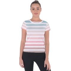 Horizontal Pinstripes In Soft Colors Short Sleeve Sports Top 