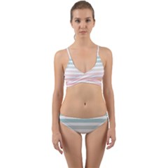 Horizontal Pinstripes In Soft Colors Wrap Around Bikini Set by shawlin