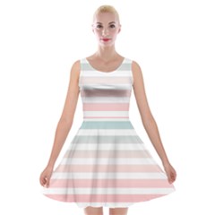 Horizontal Pinstripes In Soft Colors Velvet Skater Dress by shawlin