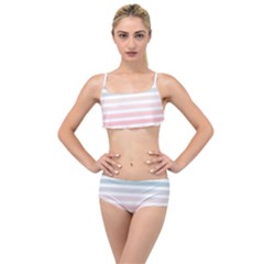 Horizontal Pinstripes In Soft Colors Layered Top Bikini Set by shawlin