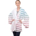 Horizontal pinstripes in soft colors Velvet Kimono Robe View1