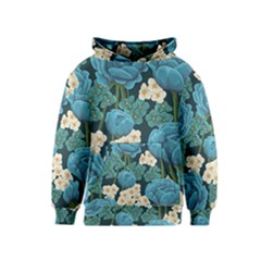 Blue flowers pattern Kids  Pullover Hoodie