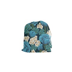 Blue flowers pattern Drawstring Pouch (XS)