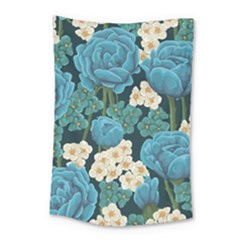 Blue flowers pattern Small Tapestry