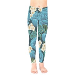 Blue flowers pattern Kids  Legging