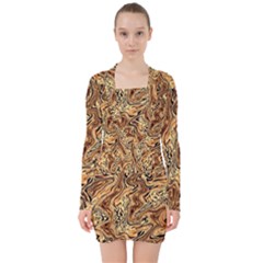 Safari 1 V-neck Bodycon Long Sleeve Dress by ArtworkByPatrick