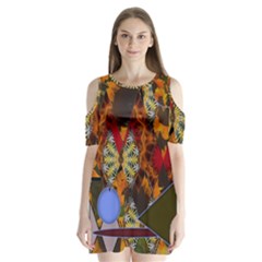 Sunflower Collage Shoulder Cutout Velvet One Piece