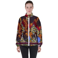 Sunflower Collage Women s High Neck Windbreaker by bloomingvinedesign