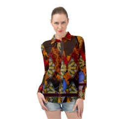 Sunflower Collage Long Sleeve Chiffon Shirt