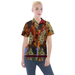 Sunflower Collage Women s Short Sleeve Pocket Shirt