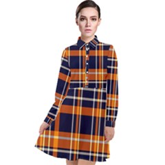 Tartan Pattern Long Sleeve Chiffon Shirt Dress by ArtworkByPatrick