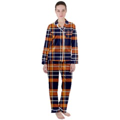 Tartan Pattern Satin Long Sleeve Pyjamas Set