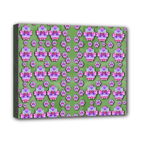 Fantasy Flowers Dancing In The Green Spring Canvas 10  X 8  (stretched) by pepitasart