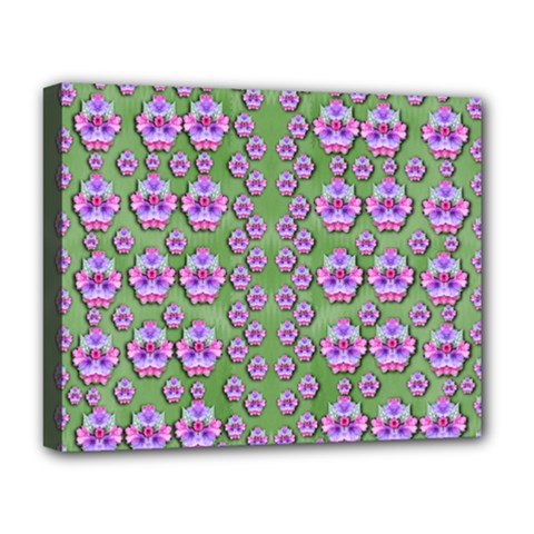 Fantasy Flowers Dancing In The Green Spring Deluxe Canvas 20  X 16  (stretched) by pepitasart