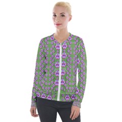 Fantasy Flowers Dancing In The Green Spring Velour Zip Up Jacket