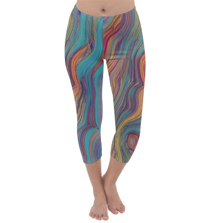 Colorful sketch Capri Winter Leggings 