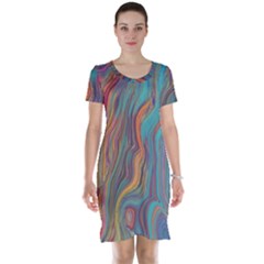 Colorful Sketch Short Sleeve Nightdress by bloomingvinedesign