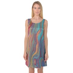 Colorful Sketch Sleeveless Satin Nightdress by bloomingvinedesign