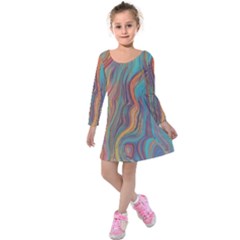 Colorful Sketch Kids  Long Sleeve Velvet Dress