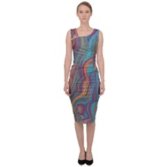 Colorful Sketch Sleeveless Pencil Dress