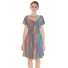 Colorful Sketch Short Sleeve Bardot Dress by bloomingvinedesign