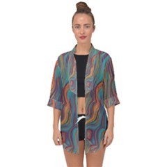 Colorful Sketch Open Front Chiffon Kimono by bloomingvinedesign