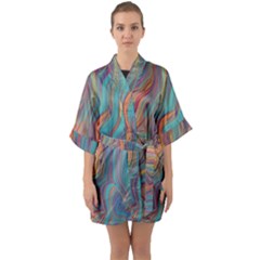 Colorful Sketch Quarter Sleeve Kimono Robe by bloomingvinedesign