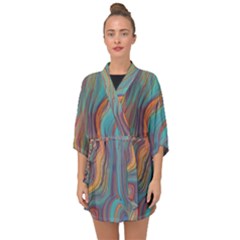 Colorful Sketch Half Sleeve Chiffon Kimono by bloomingvinedesign