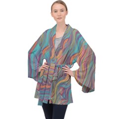 Colorful Sketch Velvet Kimono Robe by bloomingvinedesign