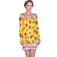 Pizza Table Pepperoni Sausage Copy Long Sleeve Nightdress by Nexatart