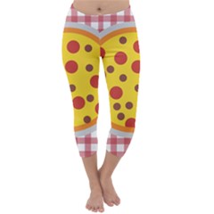 Pizza Table Pepperoni Sausage Copy Capri Winter Leggings  by Nexatart