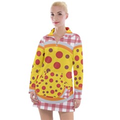 Pizza Table Pepperoni Sausage Copy Women s Long Sleeve Casual Dress by Nexatart