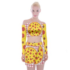 Pizza Table Pepperoni Sausage Copy Off Shoulder Top With Mini Skirt Set by Nexatart