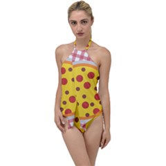 Pizza Table Pepperoni Sausage Copy Go With The Flow One Piece Swimsuit by Nexatart