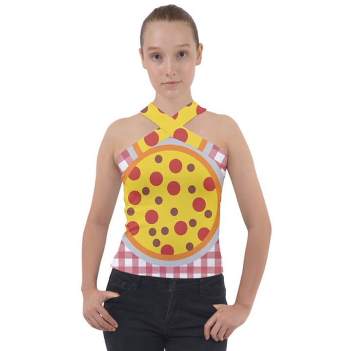 Pizza Table Pepperoni Sausage Copy Cross Neck Velour Top