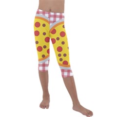 Pizza Table Pepperoni Sausage Copy Kids  Lightweight Velour Capri Leggings  by Nexatart