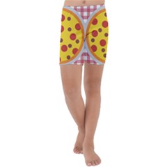 Pizza Table Pepperoni Sausage Copy Kids  Lightweight Velour Capri Yoga Leggings by Nexatart