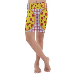 Pizza Table Pepperoni Sausage Copy Kids  Lightweight Velour Cropped Yoga Leggings by Nexatart