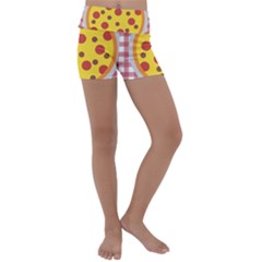 Pizza Table Pepperoni Sausage Copy Kids  Lightweight Velour Yoga Shorts by Nexatart