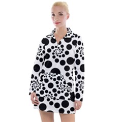 Dot Dots Round Black And White Women s Long Sleeve Casual Dress by Nexatart