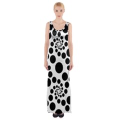 Dot Dots Round Black And White Maxi Thigh Split Dress